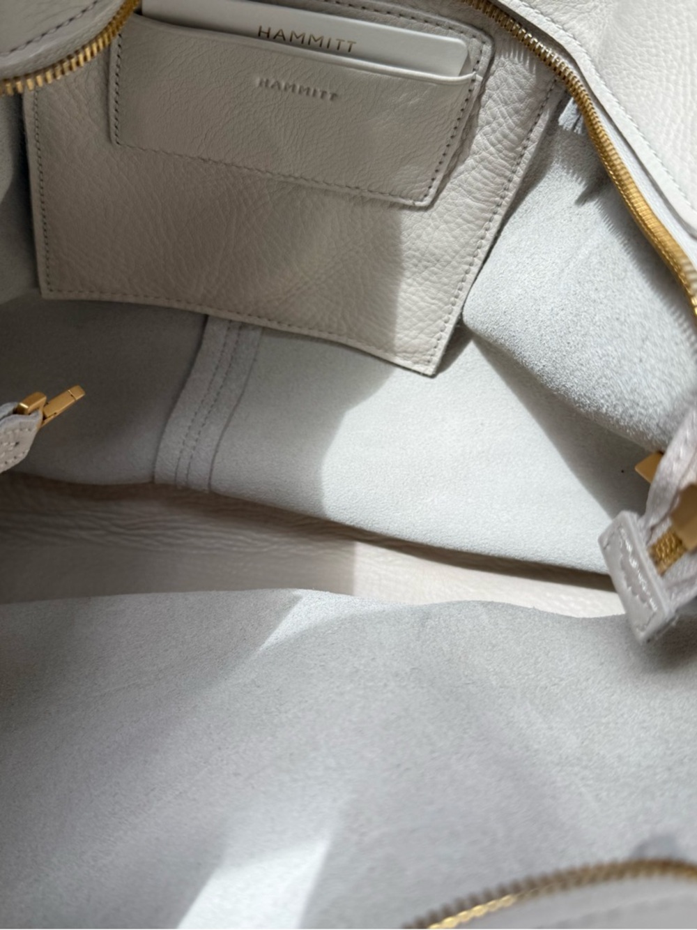 Hammitt Large Oliver Zip Leather Tote Bag in Calla Lily w/ Brushed Gold Accents - Picture 6 of 8